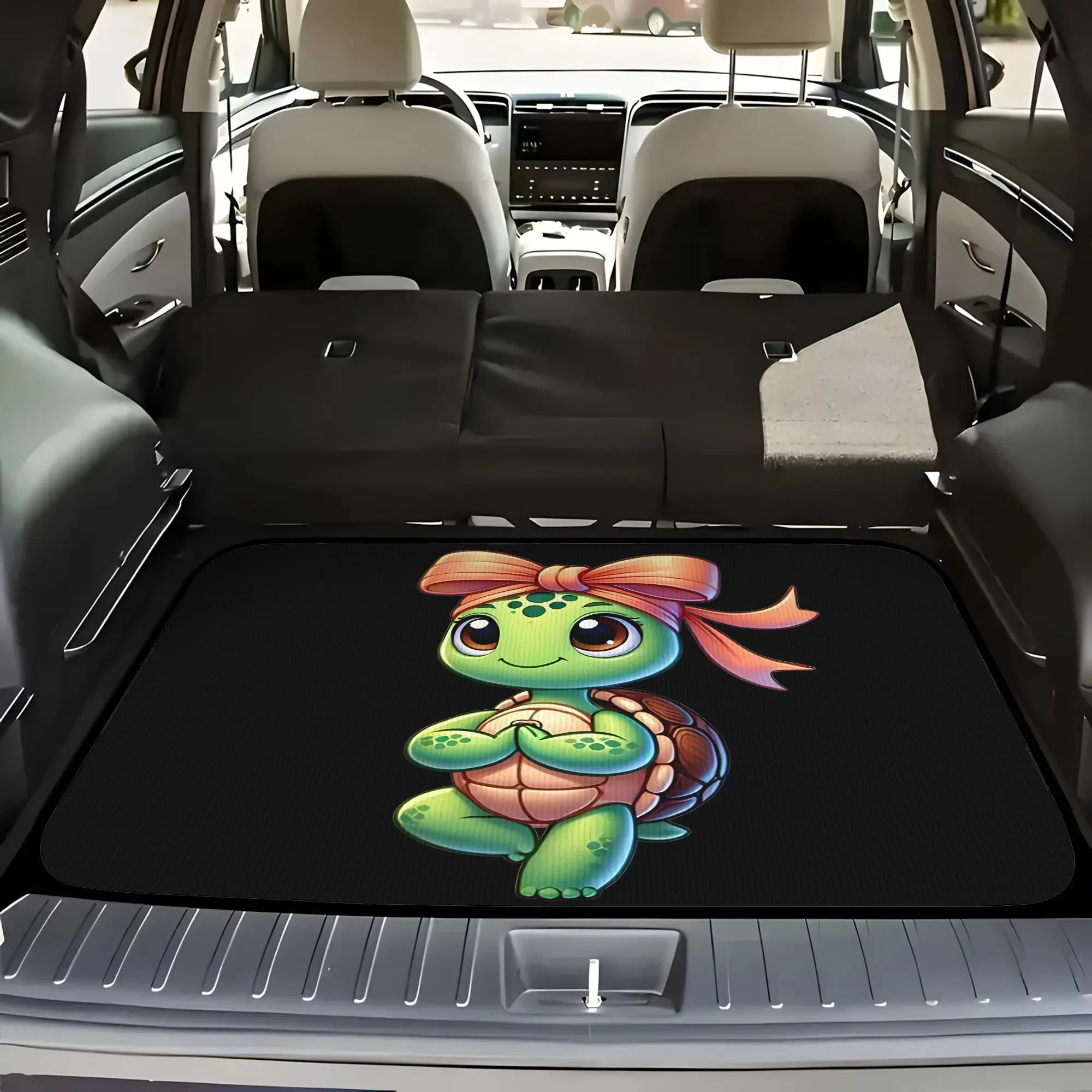 2D Plane 5pcss Zen Bow Turtle Car Floor Mat | Trunk Liner - 5pcss Set (Including 4 Floor Mats And 1 Trunk Liner) With Stylish In