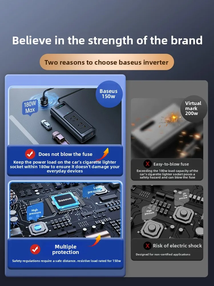 Baseus car inverter high power 12v to 220v car power cigarette lighter conversion plug fast charger