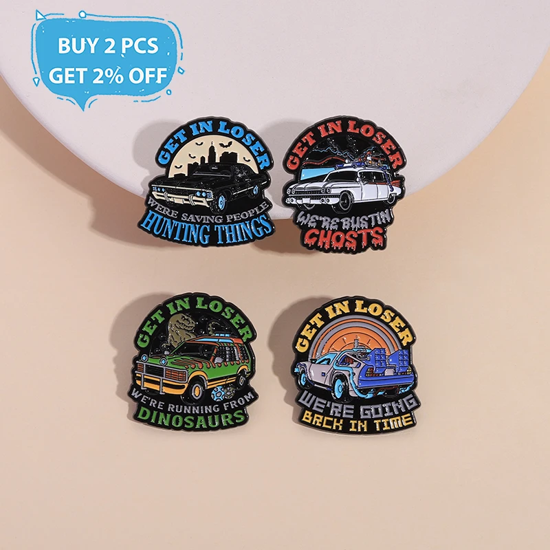 سباق أفلام أنيمي المينا دبابيس مخصصة نحن نعود في الوقت المناسب دبابيس التلبيب شارات الملابس القوطية مجوهرات هدية للأصدقاء #2