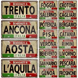 Italy City Landmark Metal SignTRENTO BERGAM RIMINI AOSTA SAN MARINO COZENZA PISA LIVORNO CROTONE PARMA VERONA CASERTA PADUA