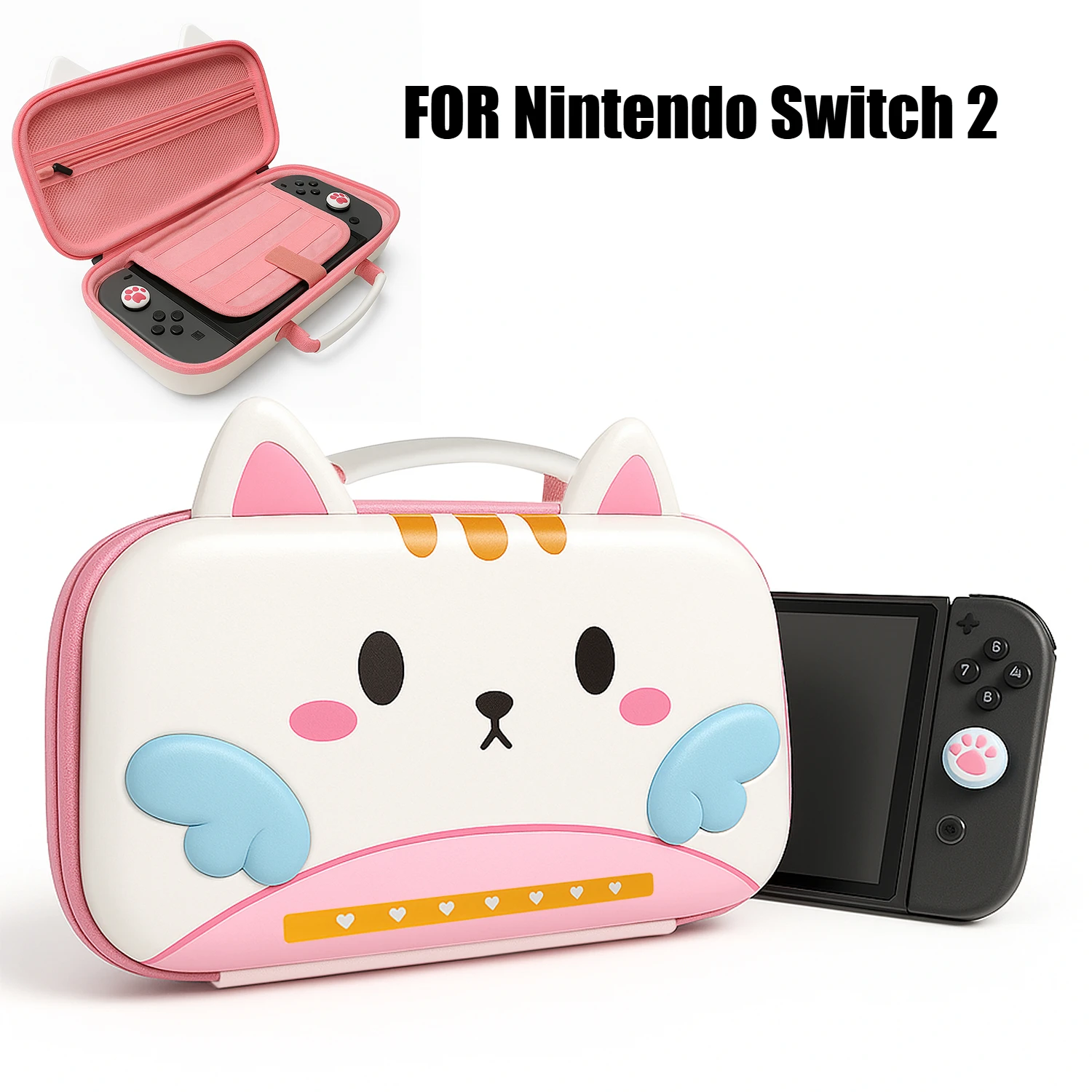 Hard Shell Carrying Case for Nintendo Switch 2 – PU Protective Travel Bag with Game Card Slots & Accessory Storage