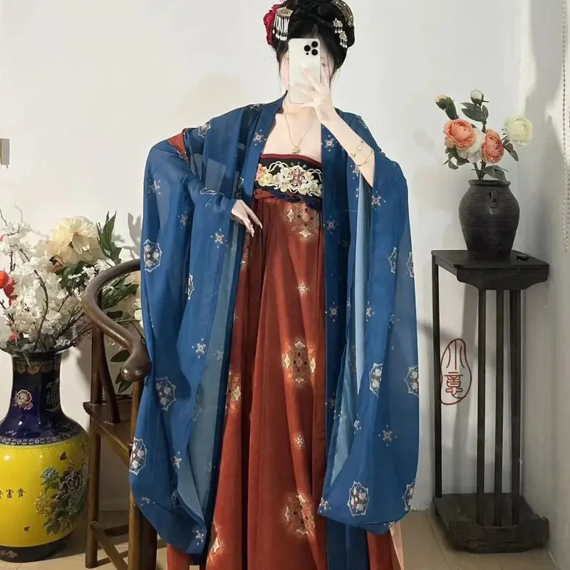 

Oversized hanfu dress women Chinese traditional Hanfu cosplay suit summer blue & yellow hanfu dress plus size 6XL