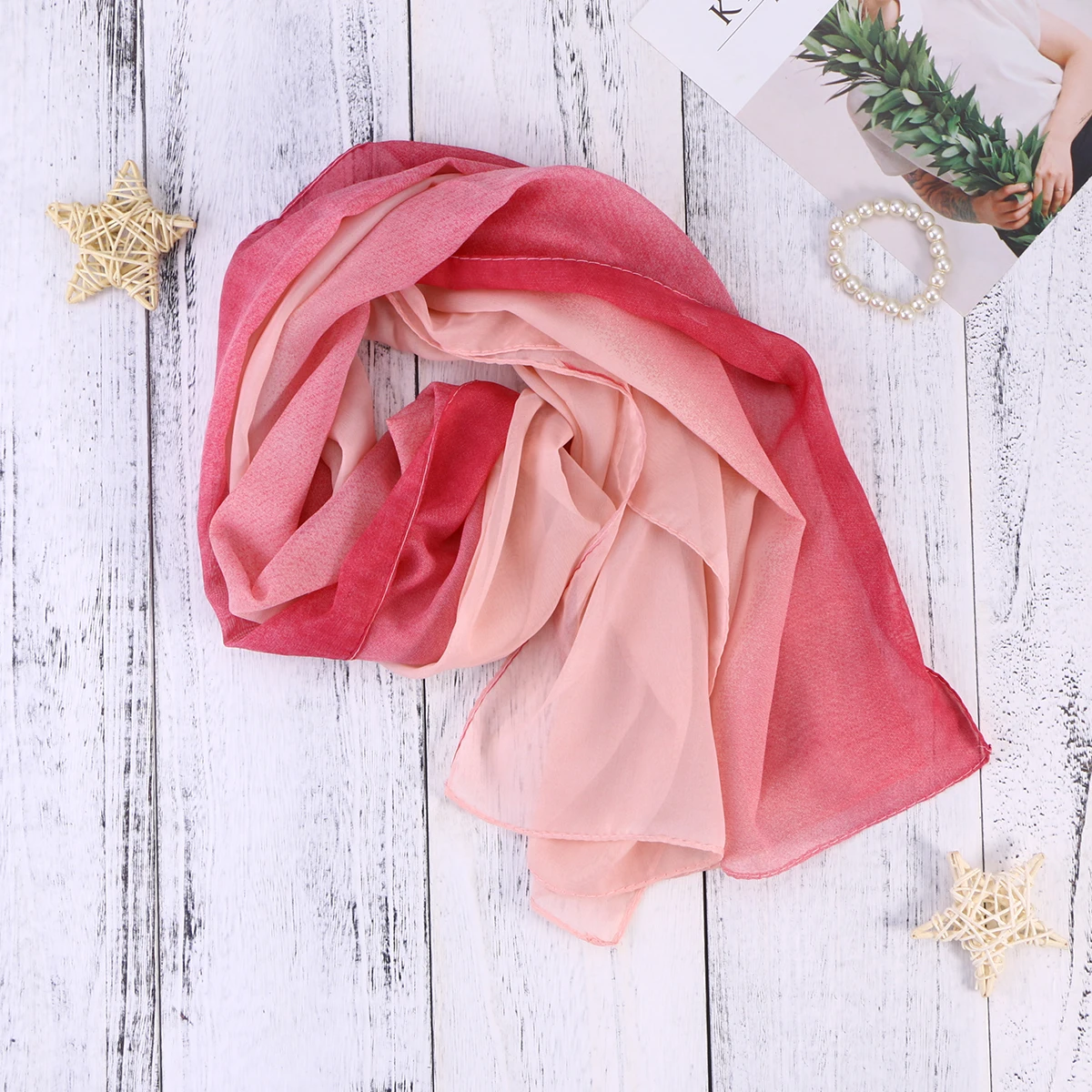 

Gradient Color Lightweight Fashion Beach Scarf Women Fashion Beach Shawl Wraps Dressy Chiffon Scarf Elegant Design Gift