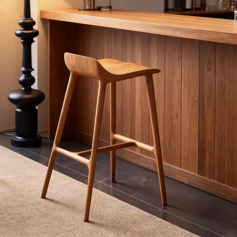 

Деревянный барный стул в скандинавском стиле со спинкой, легкий барный стул для кухни, современная мебель для дома, расслабляющие табуреты для бара, мебель для балкона