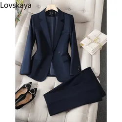 Work Wear Blazer Jacket And Trouser Female 2 Piece Set Gray Black Women Pant Suit Formal Office Ladies Business