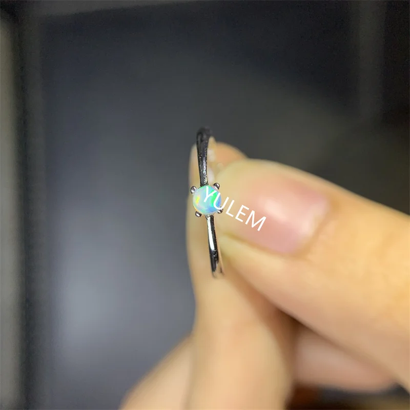 3mm Natural Opal with Silver 925 Simple Design for Lady  Womens Rings  Wedding Ring