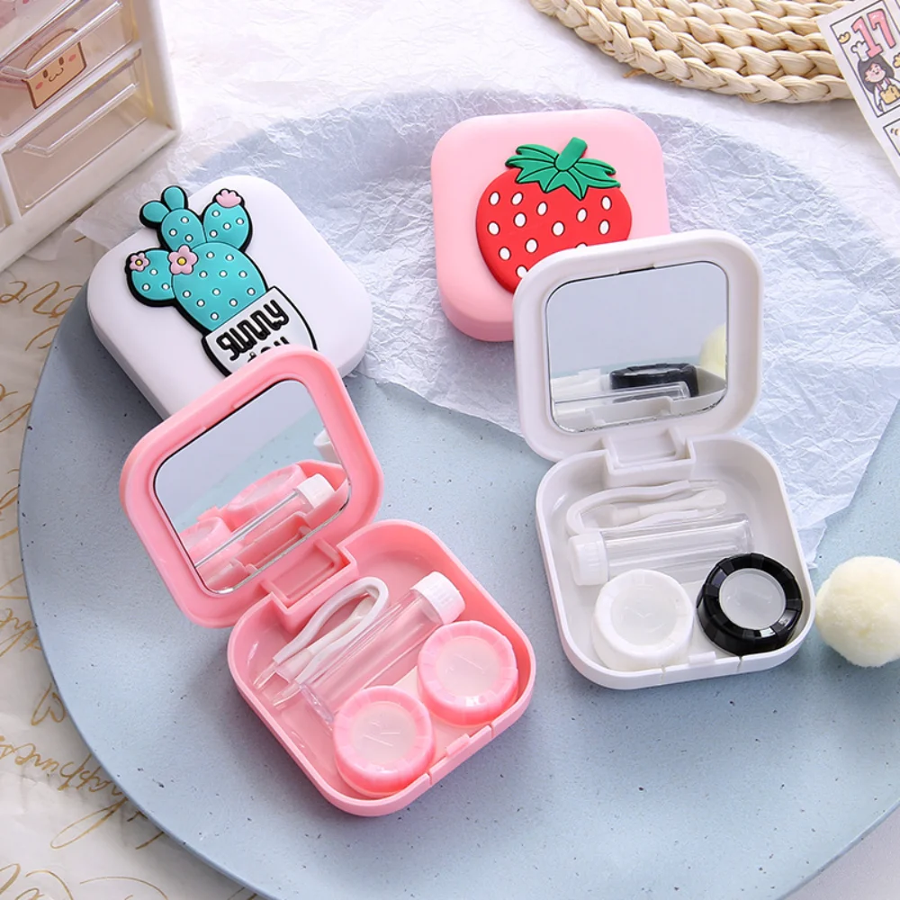 Cute Cartoon Small Contact Lense Storage Box Lovely Contact Lens Case Portable Travel Contact Lenses Case Container Lenses Box