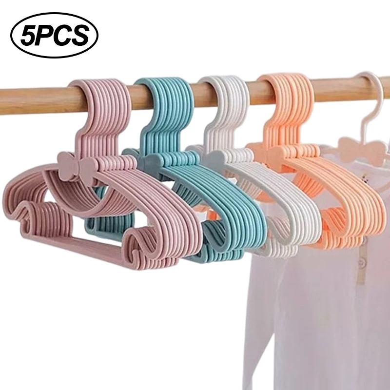 1/5pcs Children Clothes Hanger Portable Plastic Racks Closet Organizer Clothing Display Hangers Windproof Kids Baby Coats Hanger