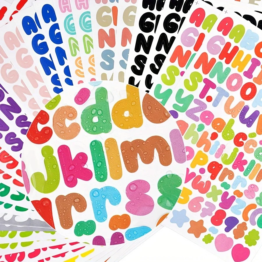 0.5inch Alphabet Stickers, Small Size Greeting Cards, Decorative Letter Stickers for Clipping Books
