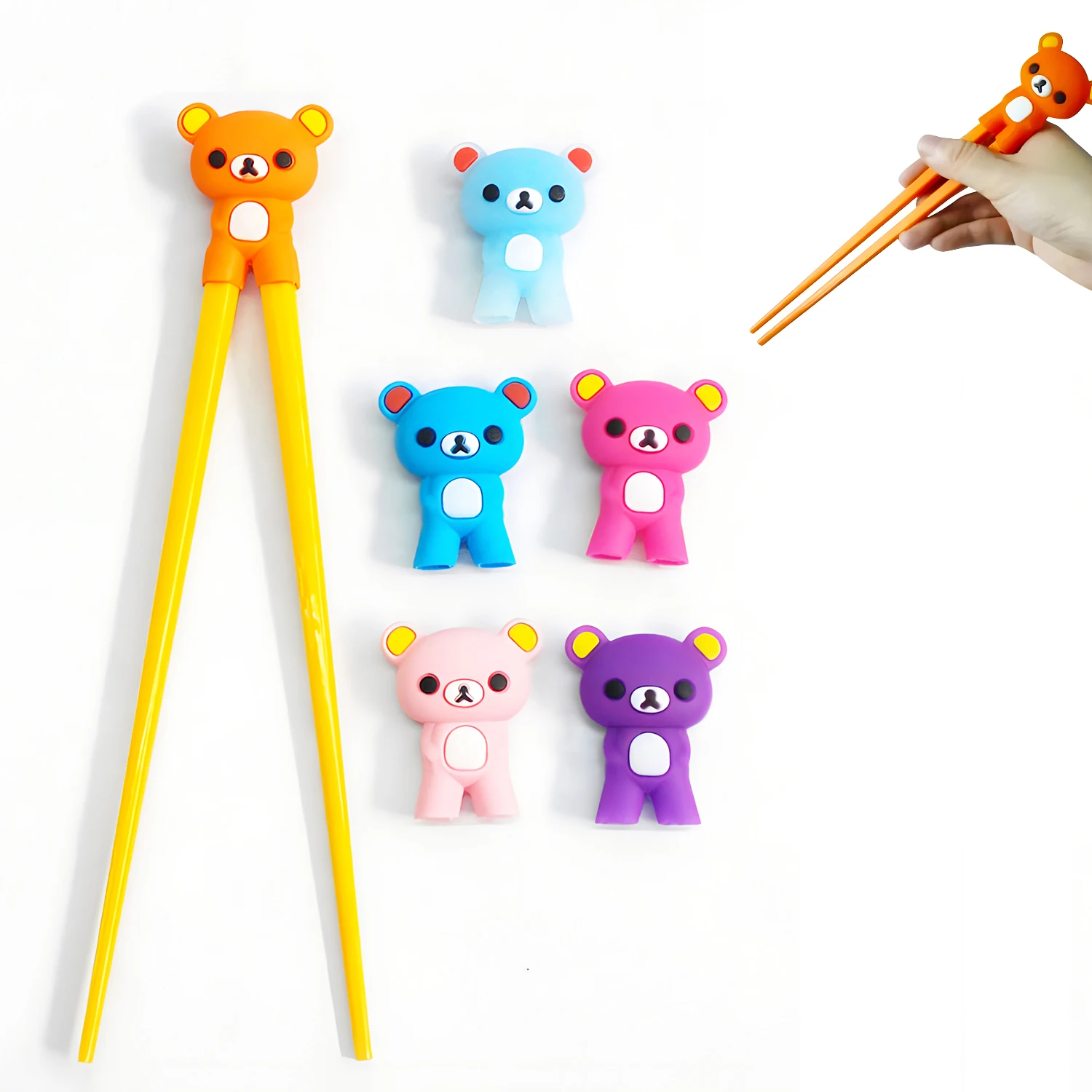 1pc Cute Bear Kids Chopsticks Toddler For Kids Learning Training Chopsticks Aids Sushi Chopsticks Learner Helper Kids Favors