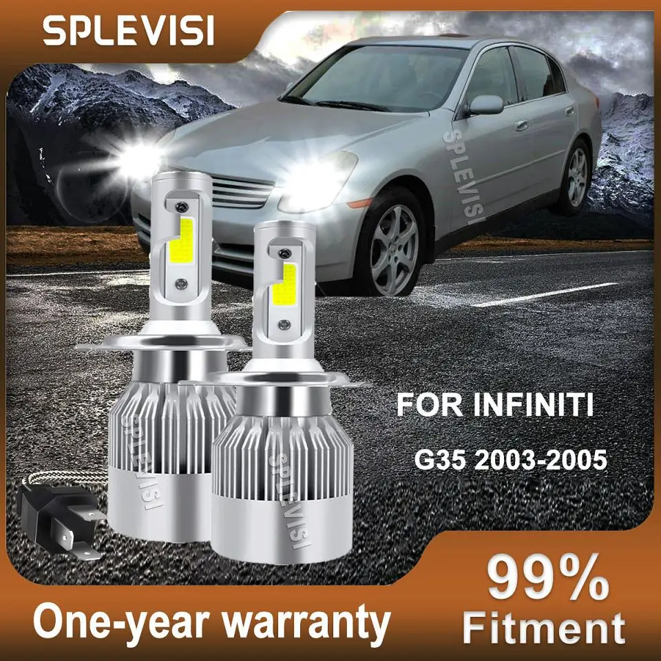 

2Pcs 9003/H4 Led Headlight Bulbs High/Low Beam 6000K Plug&Play For INFINITI G35 2003 2004 2005