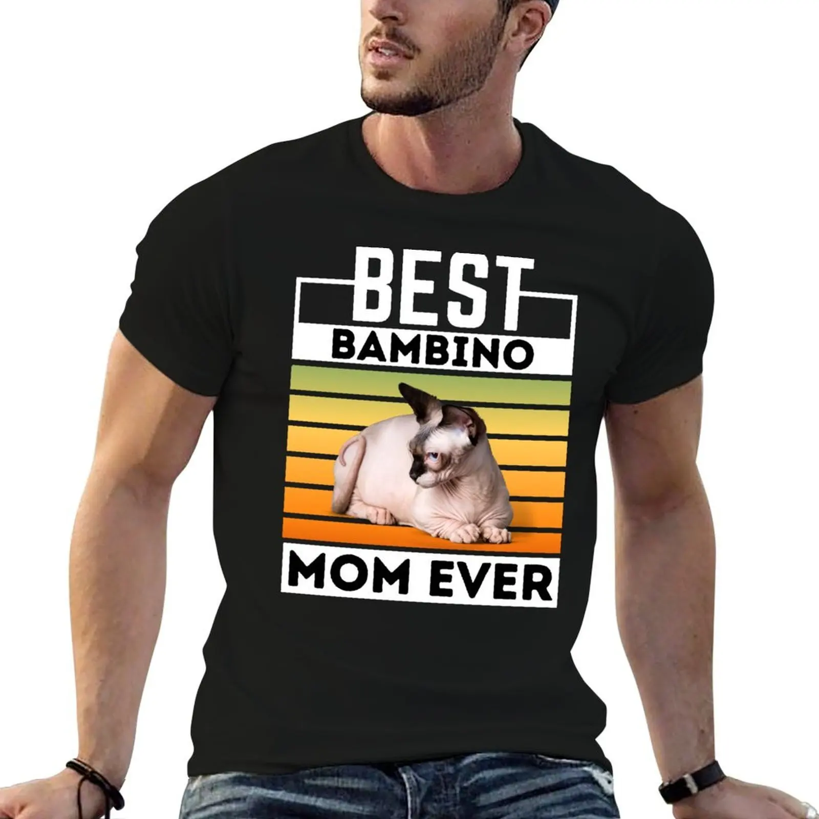 Camiseta Bambino Cat Mom Lovers, regalo del día de la madre para los amantes de Bambino, camiseta gráfica para hombre, camiseta de algodón
