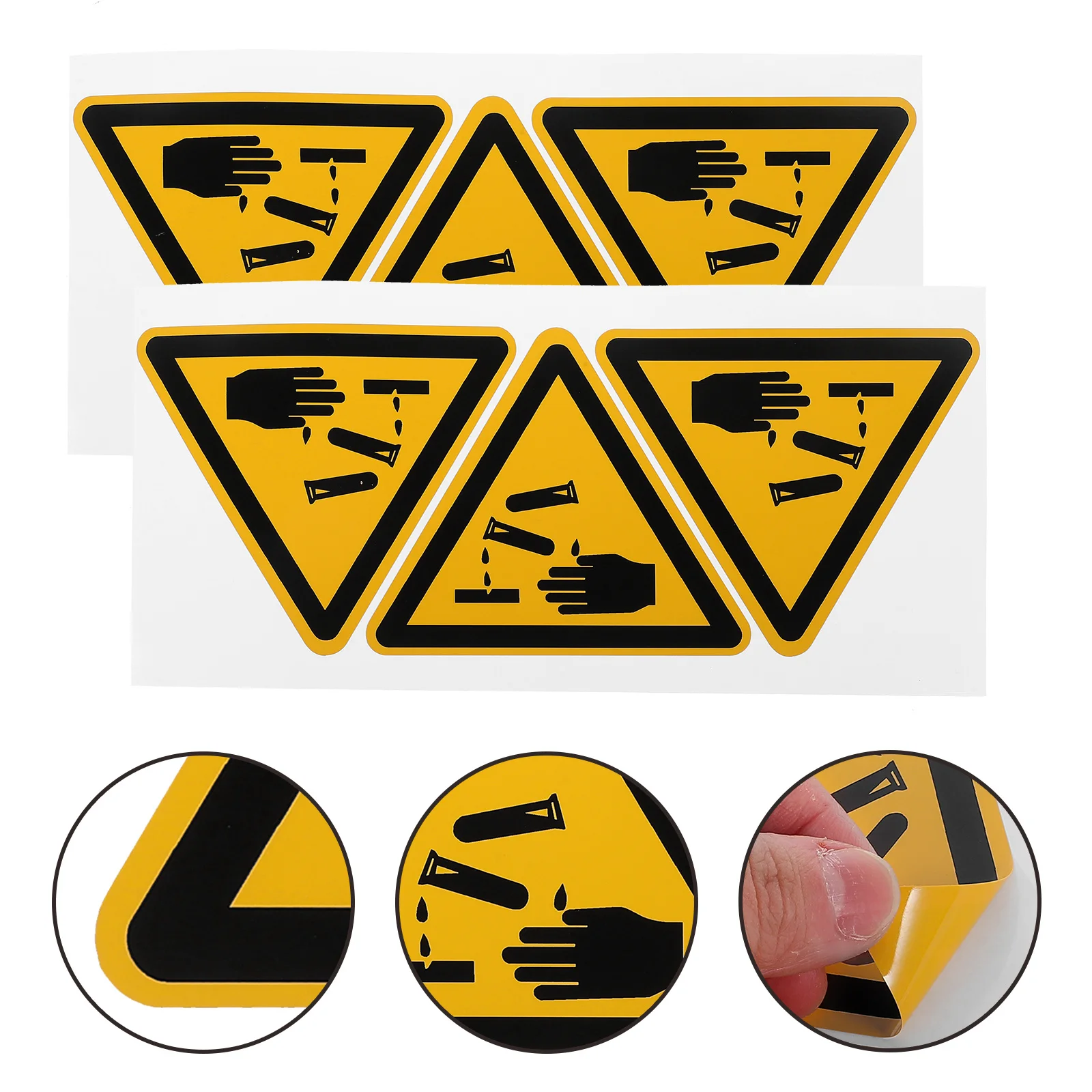 

6Pcs Corrosion Warning Stickers Safety Caution Signs Self Adhesive Vinyl Decals for Industrial Warehouse Construction Safety
