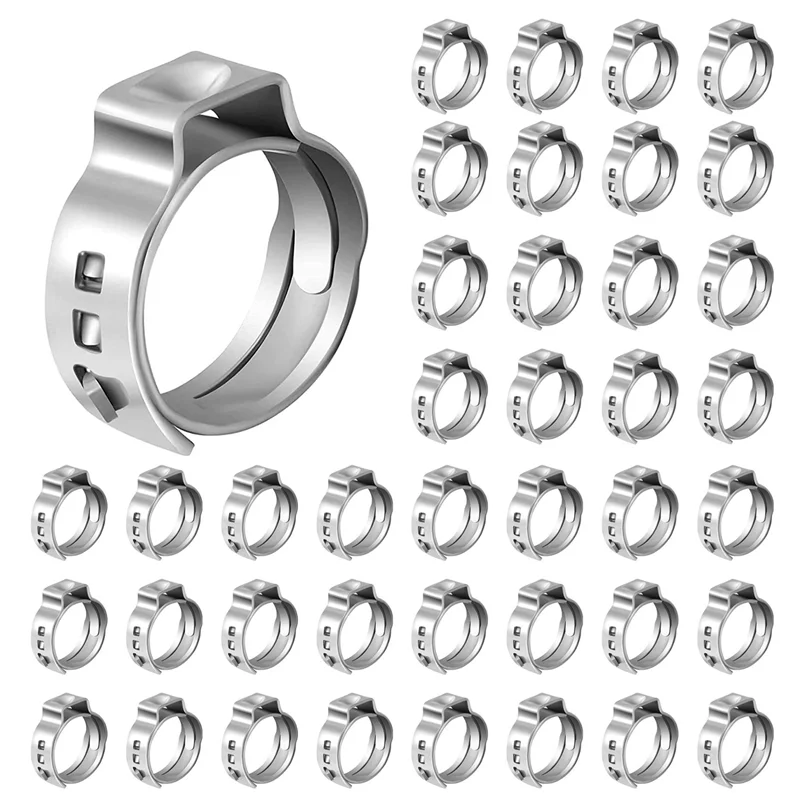 ETRT 200 PCS 1/2-Inch Pex Cinch Clamp Rings, High-Quality 304 Stainless Steel Pex Crimp Rings, Pex Pipe Fitting Clamp Rings