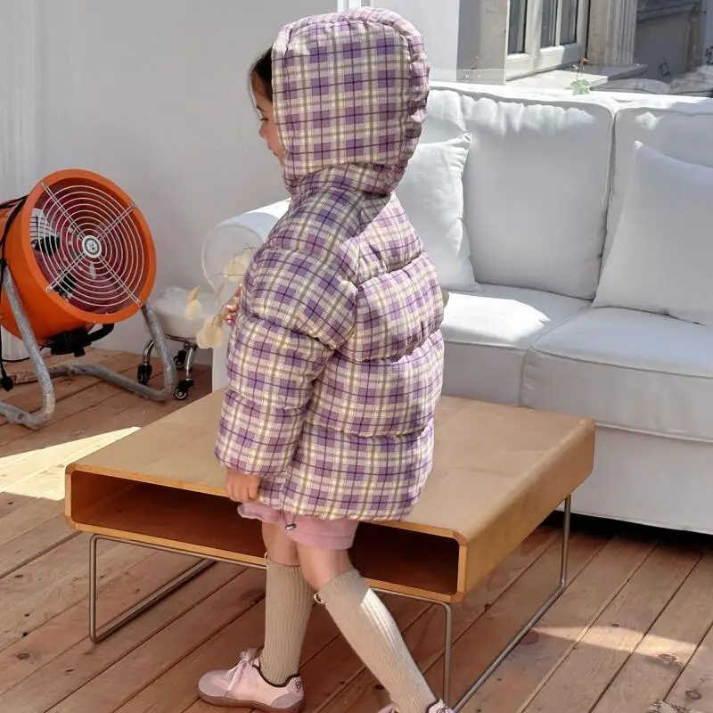 

Осенне-зимняя стеганая куртка для девочек, утепленное пальто в клетку, новые модные удобные топы, детская одежда для детей от 7 до 12 лет