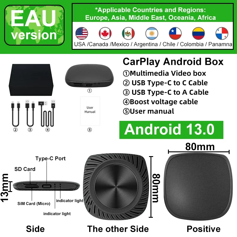 FLIXIVI CarPlay AI Box Carplay inalámbrico Android Auto QCM6115/6125/6225 8 núcleos 128G 4G LTE para Netflix YouTube Carplay inalámbrico