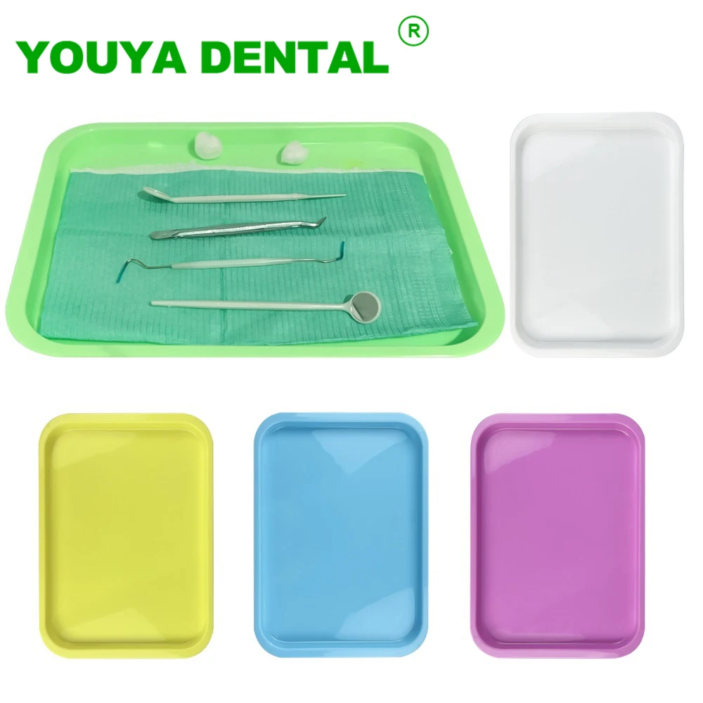 Dental Storage Tray Colorful Plastic Medical Surgical Square Plate Disinfection Dish Dentistry Dentist Instrument Placement Box