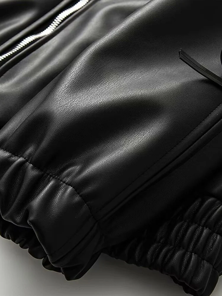 Giacca in pelle con fiocco da donna nuova autunno stile europeo e americano giacca di nicchia di fascia alta moda tendenza autunno e inverno