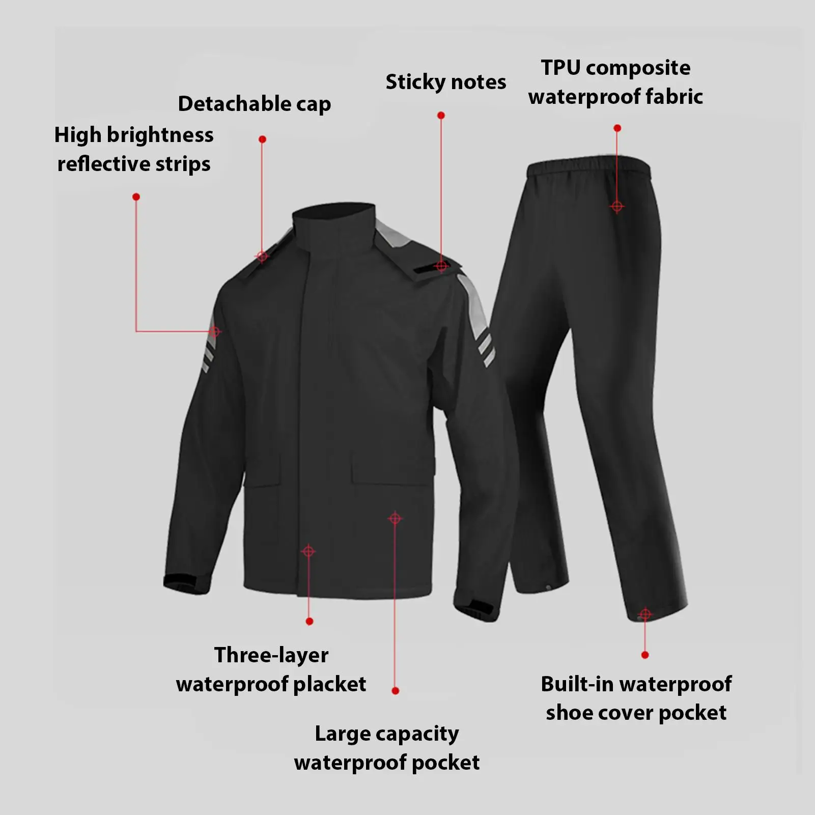 Waterproof Rain Suits for Men Breathable Protective Rain Jacket Rainwear Motorcycle Rain Gear for Hiking Riding Camping Fishing