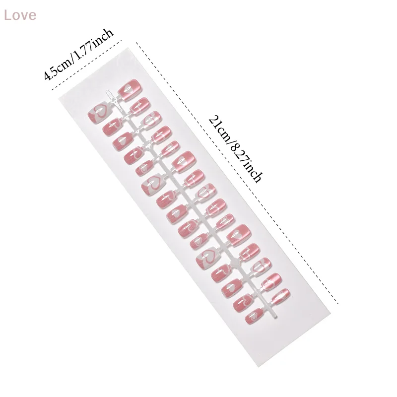 [L&P] 30 قطعة ضغط على شكل قلب على الأظافر مصنوع يدويًا قصير بغطاء كامل نصائح يمكن ارتداؤها للنساء أظافر مزيفة لتزيين الأظافر