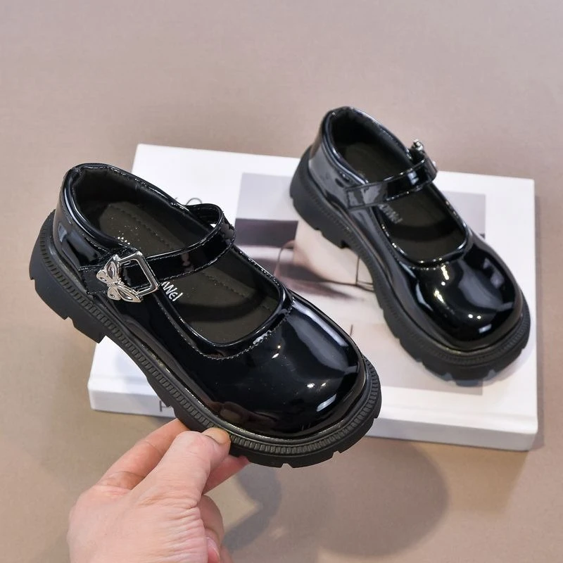 

Genuine Leather Girls Soft Sole Princess Performance Shoes 2026 Spring Autumn Kids Black Leather Shoes