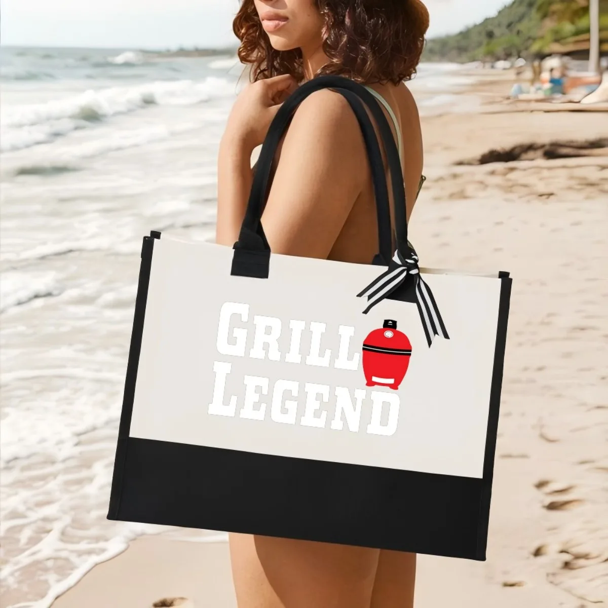 

GRILL LEGEND 2026 Новое поступление, модная практичная просторная многоразовая большая сумка с узором и принтом, 2-цветная сверхпрочная большая сумка на плечо для