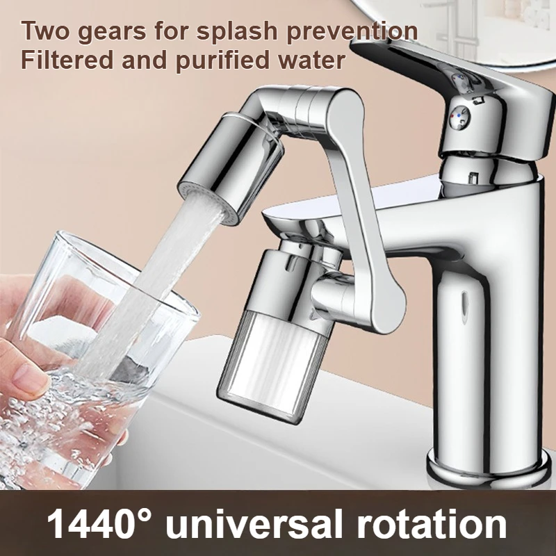 

Универсальный удлинитель фильтра для смесителя с роботизированной рукояткой и вращающейся насадкой, многофункциональный и брызгозащищенный для умывальников