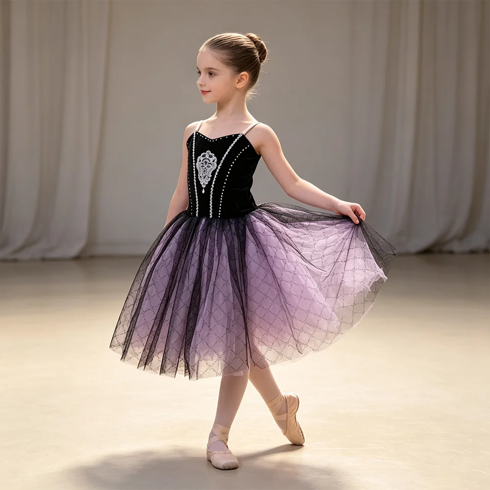Long Romantic Ballet Tutu Dress Performance Ballerina Party Ballet Dance Dress Girls Tutu Skirts Tulle Dance Wear