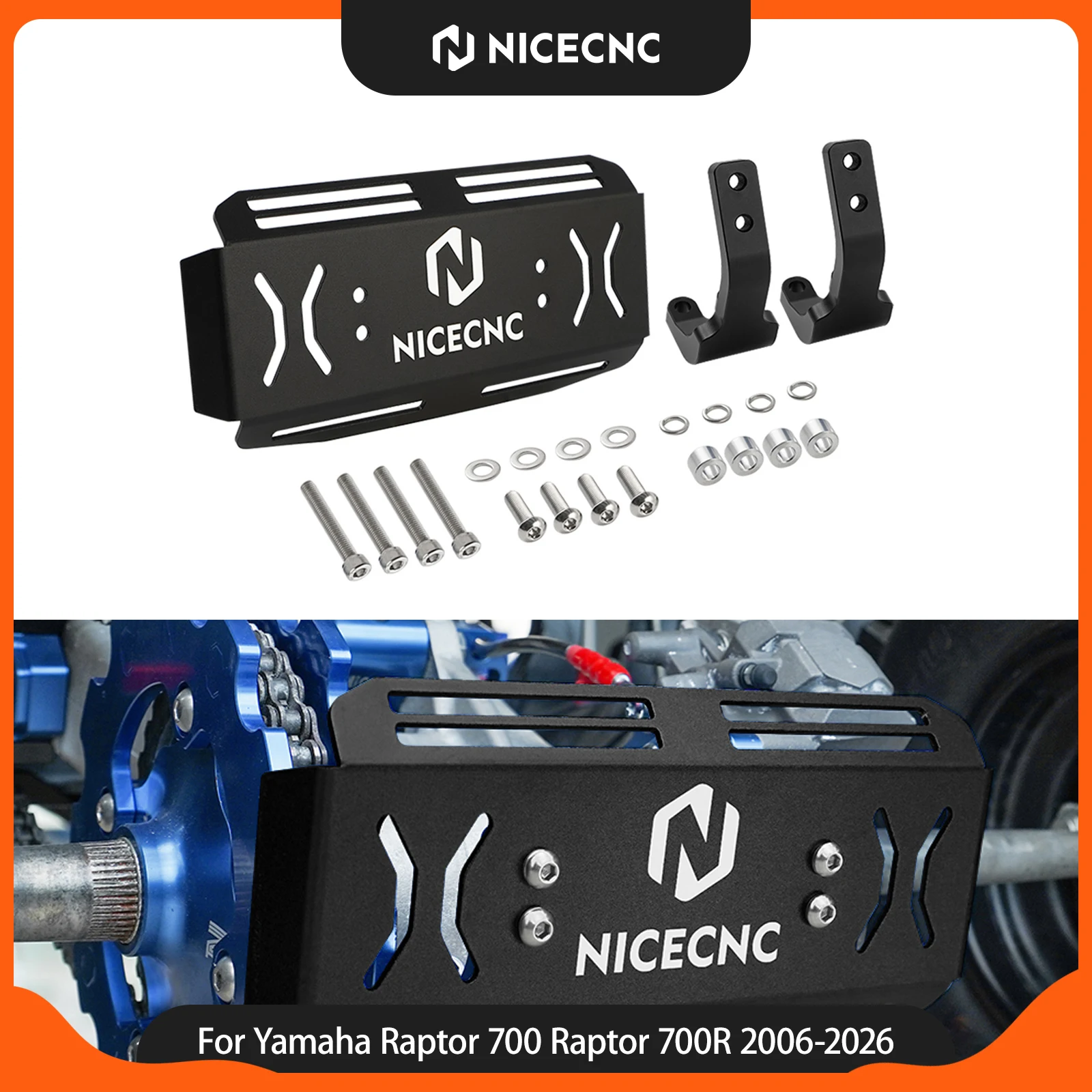 NICECNC For Yamaha Raptor 700 700R 2006-2026 Rear Bumper Bash Guard Aluminum Recessed Design ATV Accessories