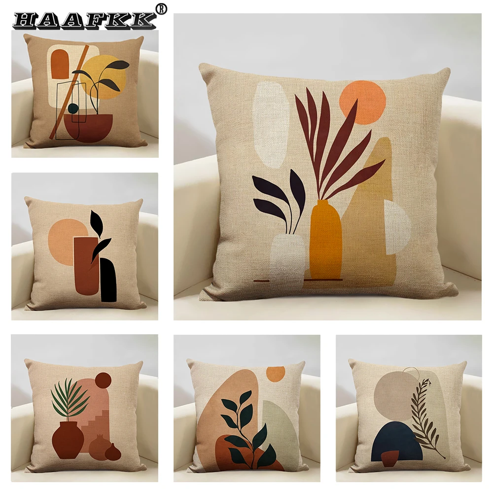 

Nordic Geometric Cushion Cover Illustration Design Bedroom Sofa Art Decoration Pillowcase 45x45cm Linen Hotel Office Accessories