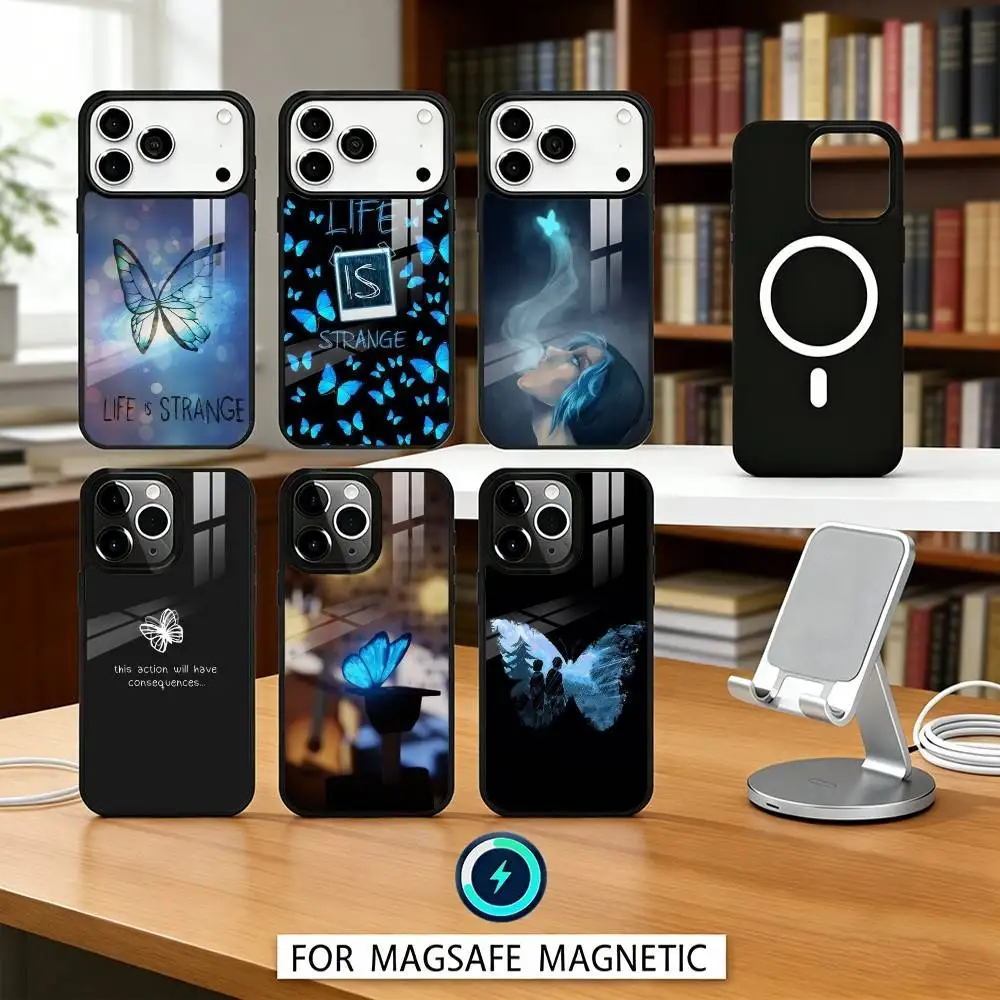 

B-Blue-Game L-Life Is Strange Phone Case For iPhone17,16,15,14,13,12,Pro,Max,Magnetic For Magsafe Wireless Charging