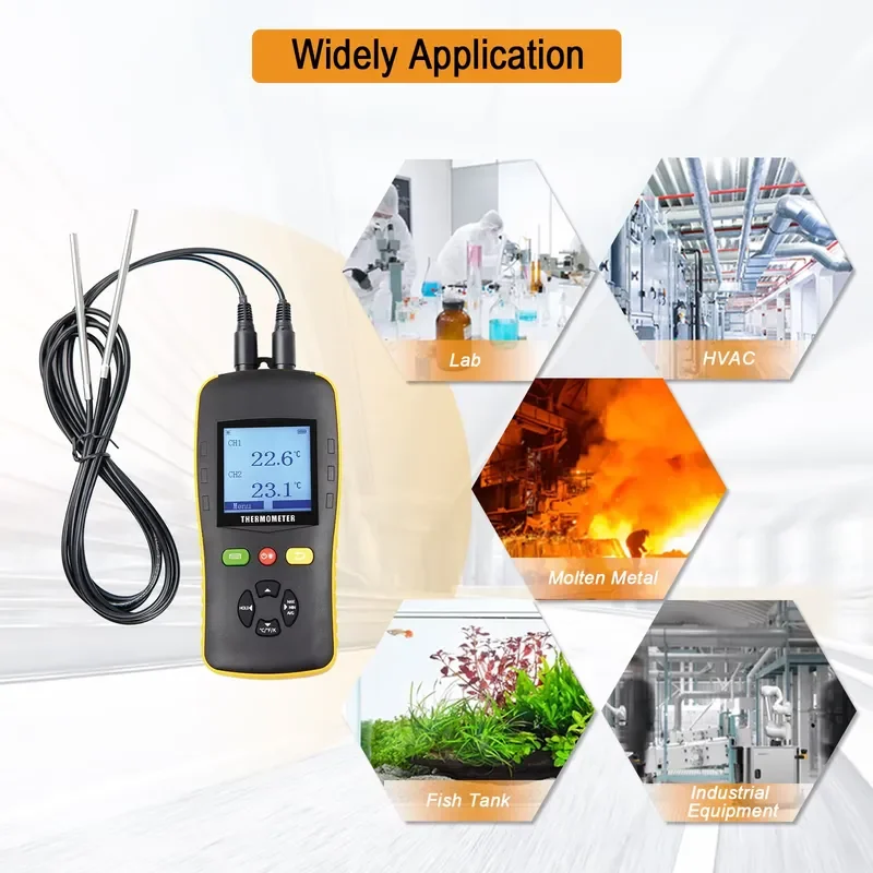Industrial Digital Thermocouple Thermometer Temperature Data Logger Recorder Portable Thermo Hygrometer for HVAC System