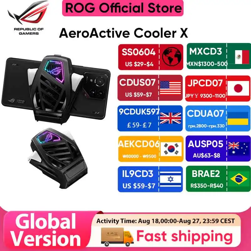 

Asus ROG AeroActive Cooler X для ROG Phone 8/8 Pro Funcooler Держатель охлаждающего вентилятора с подсветкой Aura ROG Аксессуары для игровых телефонов