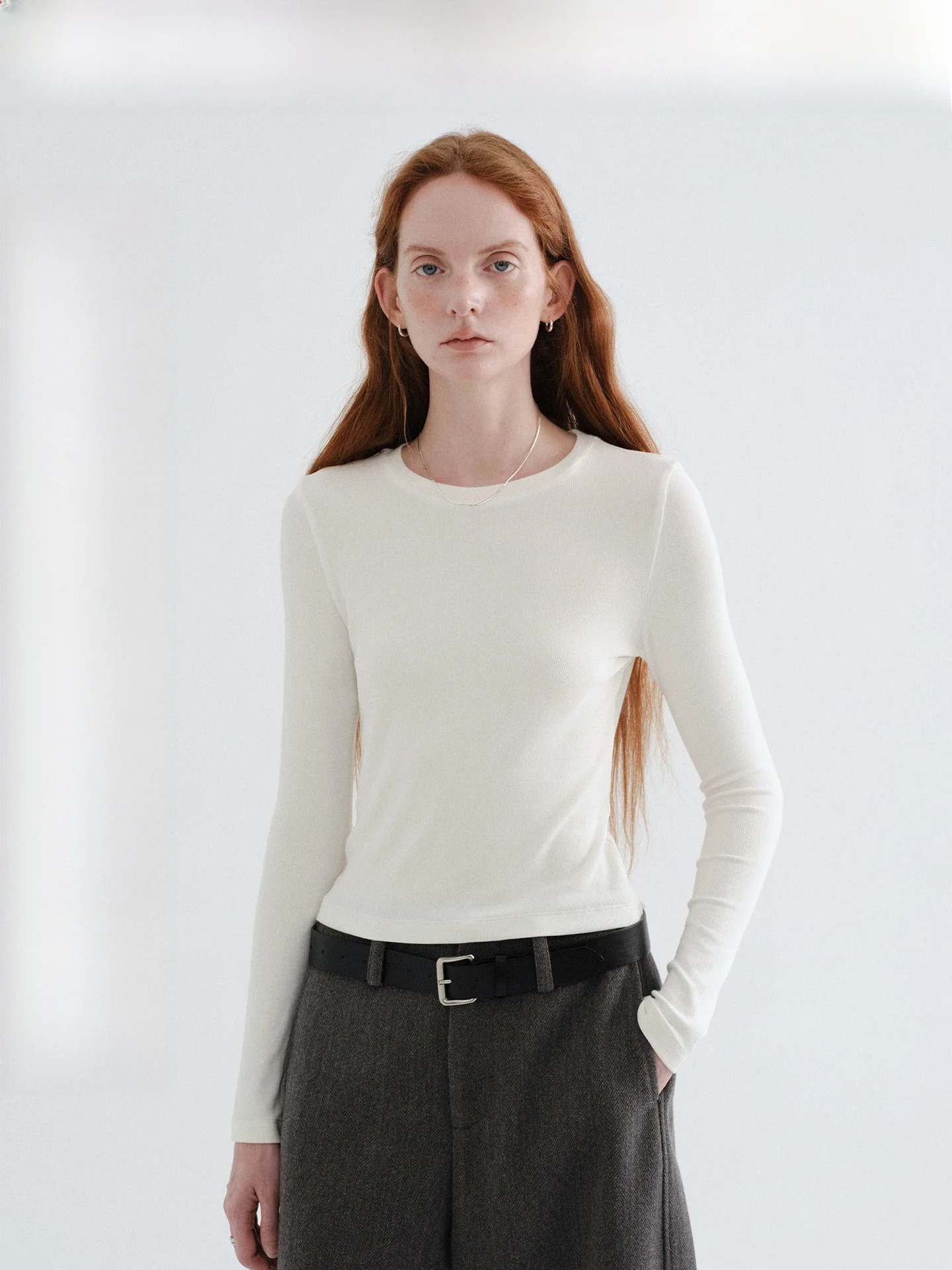 Slim Fit Long Sleeve round Neck Base Shirt Women's Fashionable Slimming Inner Wear T-Shirt Top CHACHASTU Pure Color Autumn Ne...