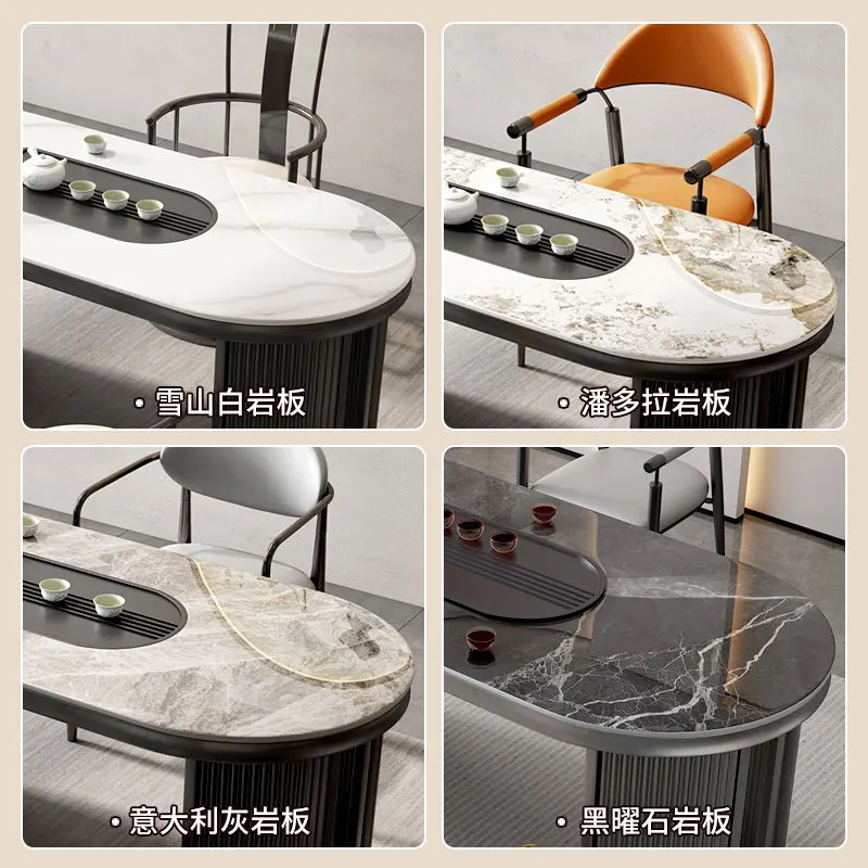 Rock slab tea table and chair combination study living room simple office boiling water and making tea integrated small