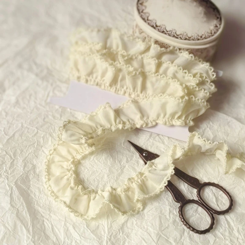 1 メートルプリーツ犬歯レース綿刺繍フリルトリム子供服袖スカート DIY 装飾縫製材料