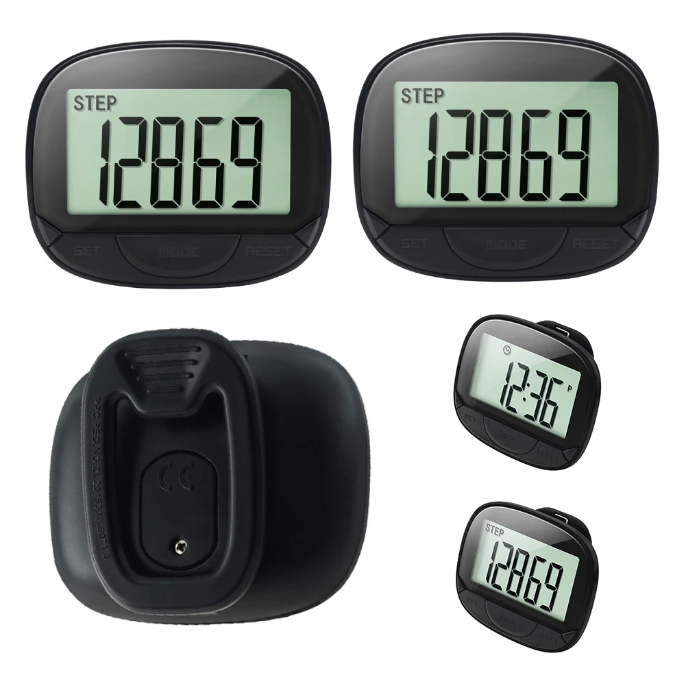 1-3pc Walking Distance Step Pedometer LCD Display Electronic Running Distance Monitor Clip-On Pedometer for Men Women Outdoor