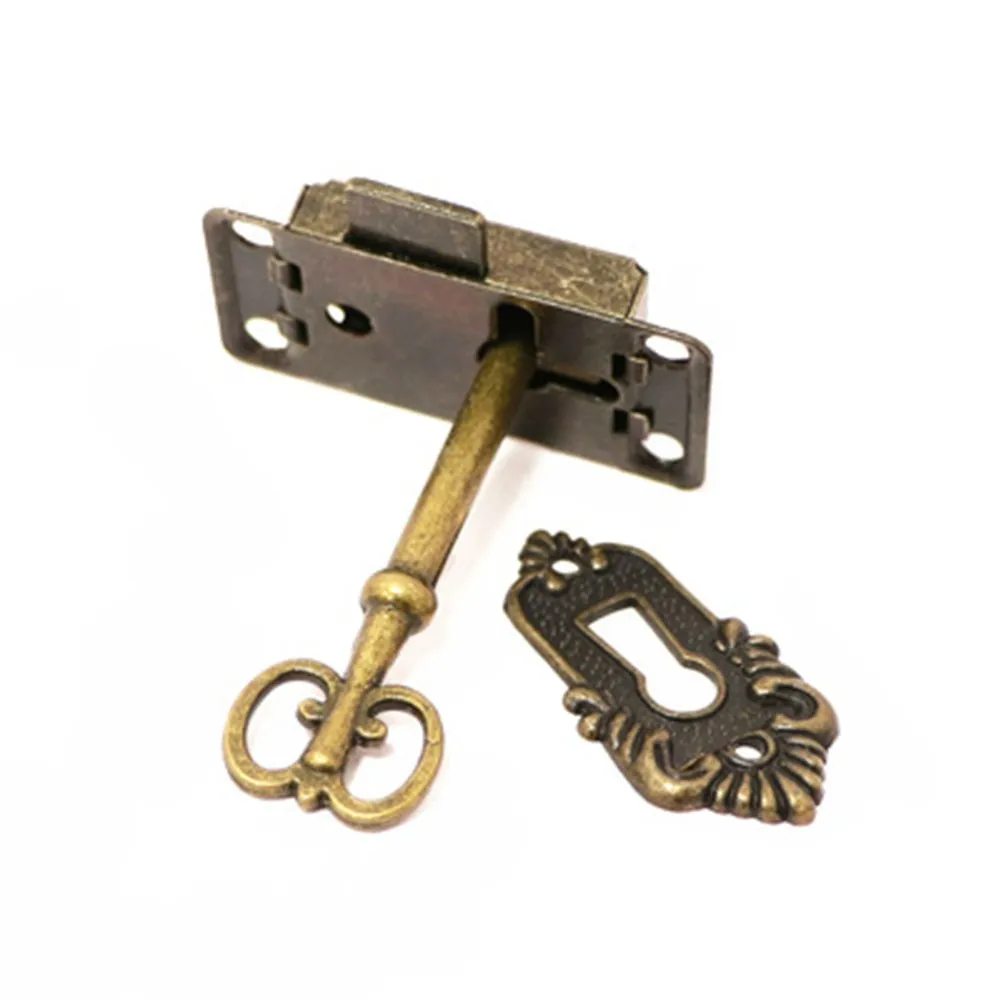 Household DIY Decoration 1Pc Antique Door Lock Wardrobe Cabinet Door Lock Set Key Drawer Jewelry Box Locks Furniture Hardware