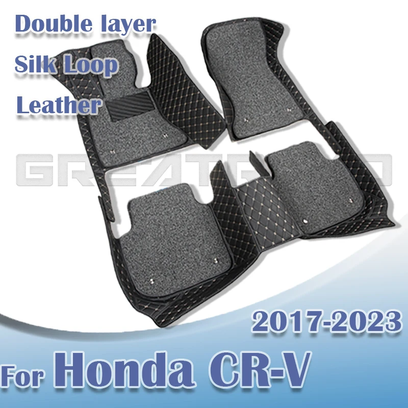 Car Floor Mats For Honda CRV 2017-2023 18 19 20 21 22 Double Layer Auto Foot Pads Custom Carpets Interior Accessories Parts