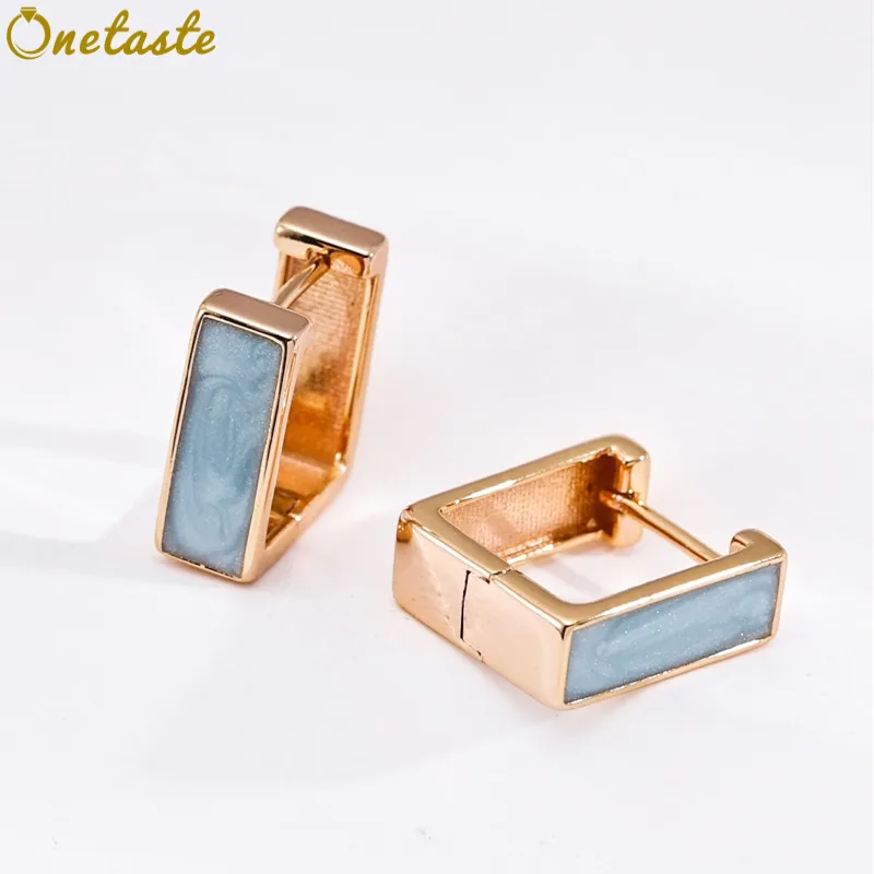 Blue Resin 925 Sterling Silver Small U-shape Huggie Hoop Earrings Women Trendy Simple Stackable Small Earring Lightweight Gift