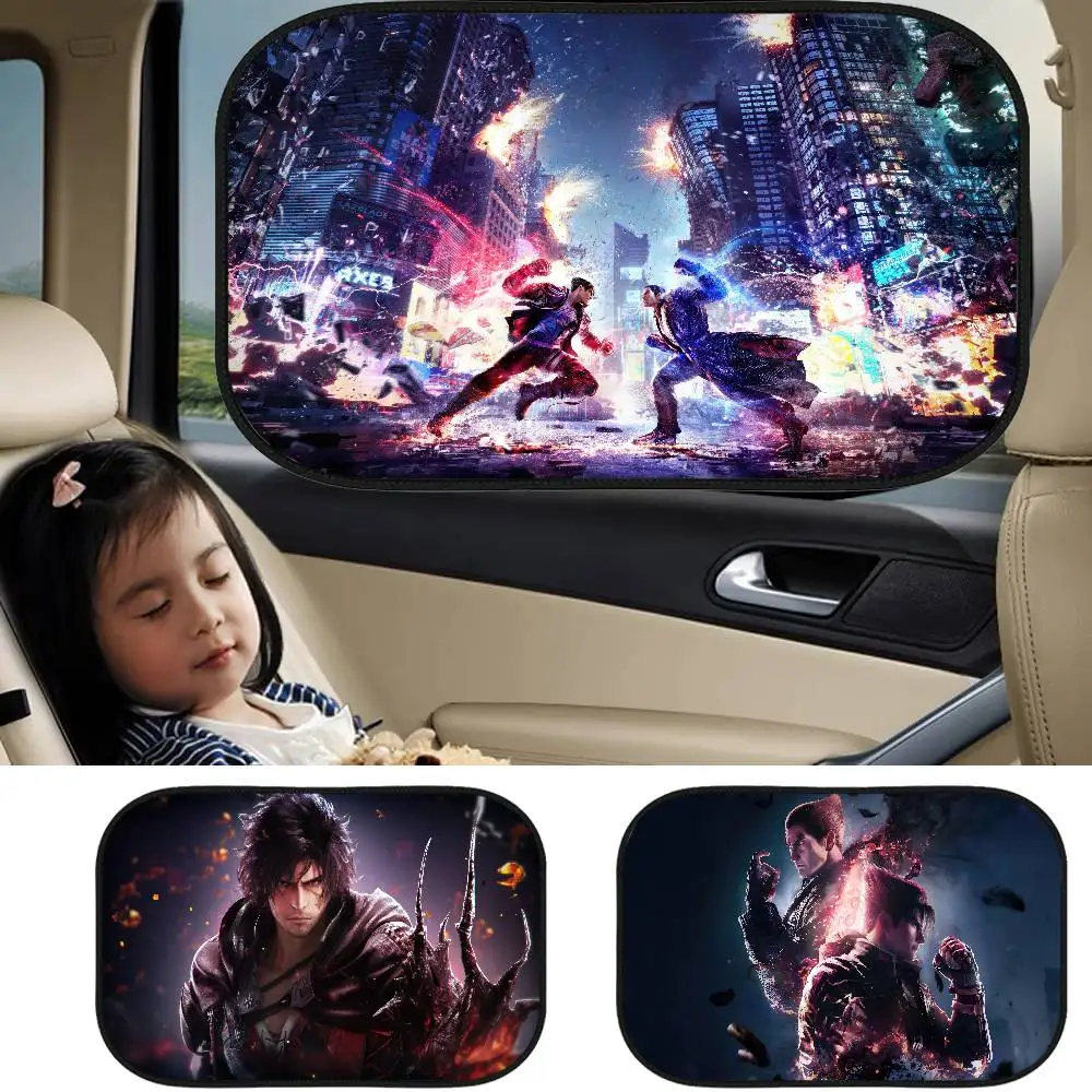 

T-Tekken 8 Cartoon Car Sun Shade UV Electrostatic Adsorption Car Window Sunshade Universal Auto Outdoor Sunscreen