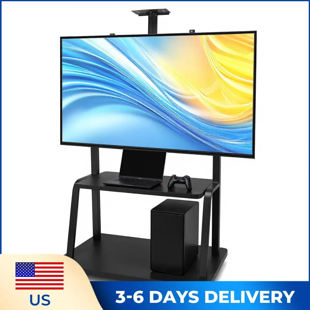 

Moving TV Stand with Wheels & Laptop Shelf for 50 To 200 Inch Screens Swivel TV Shelf Max Load Up To 660-Pound Height Adjustable