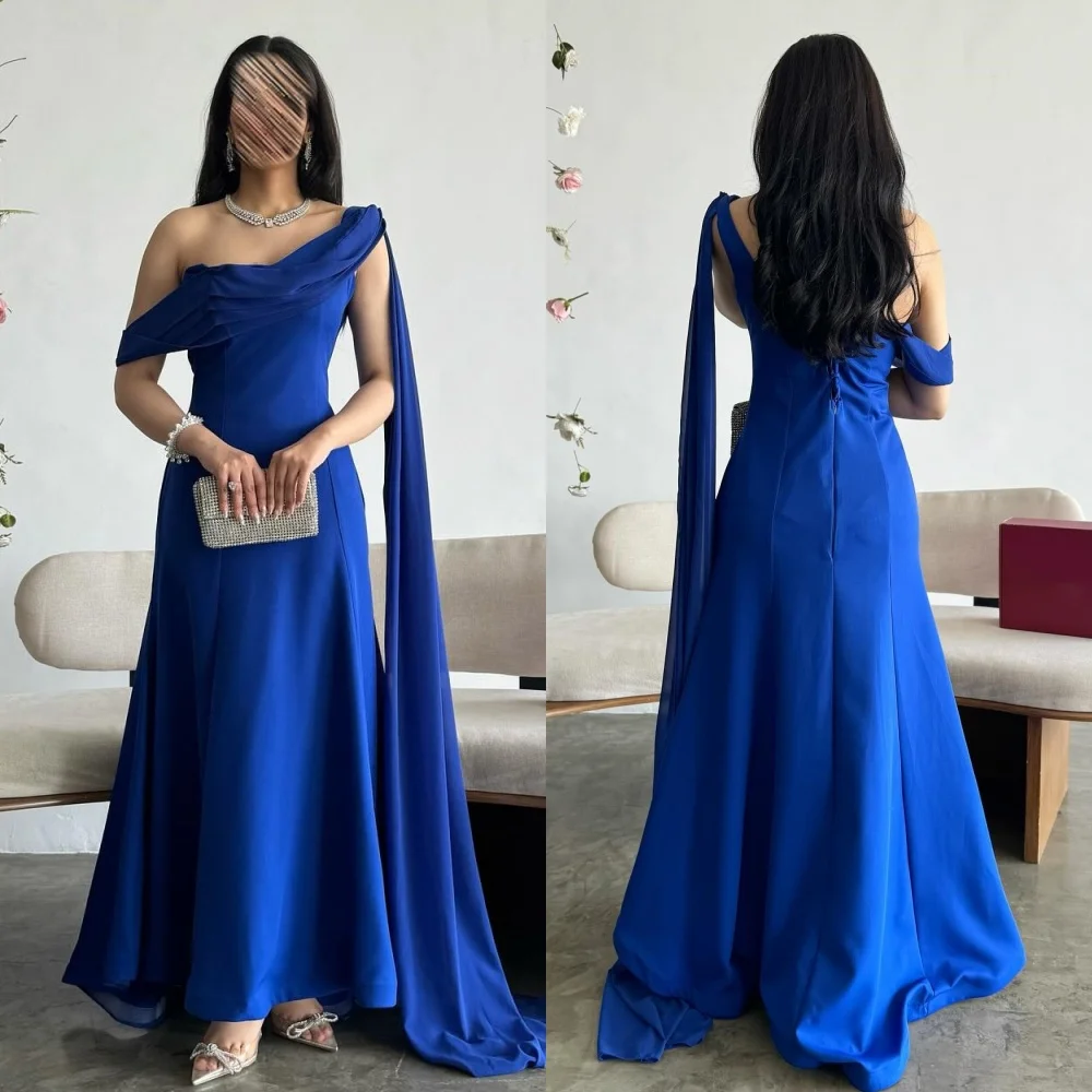 

Customized High Quality Sizes Available Chiffon Pleat A-line Off-the-shoulder Long Dresses Bespoke Occasion Dresses Modern Style