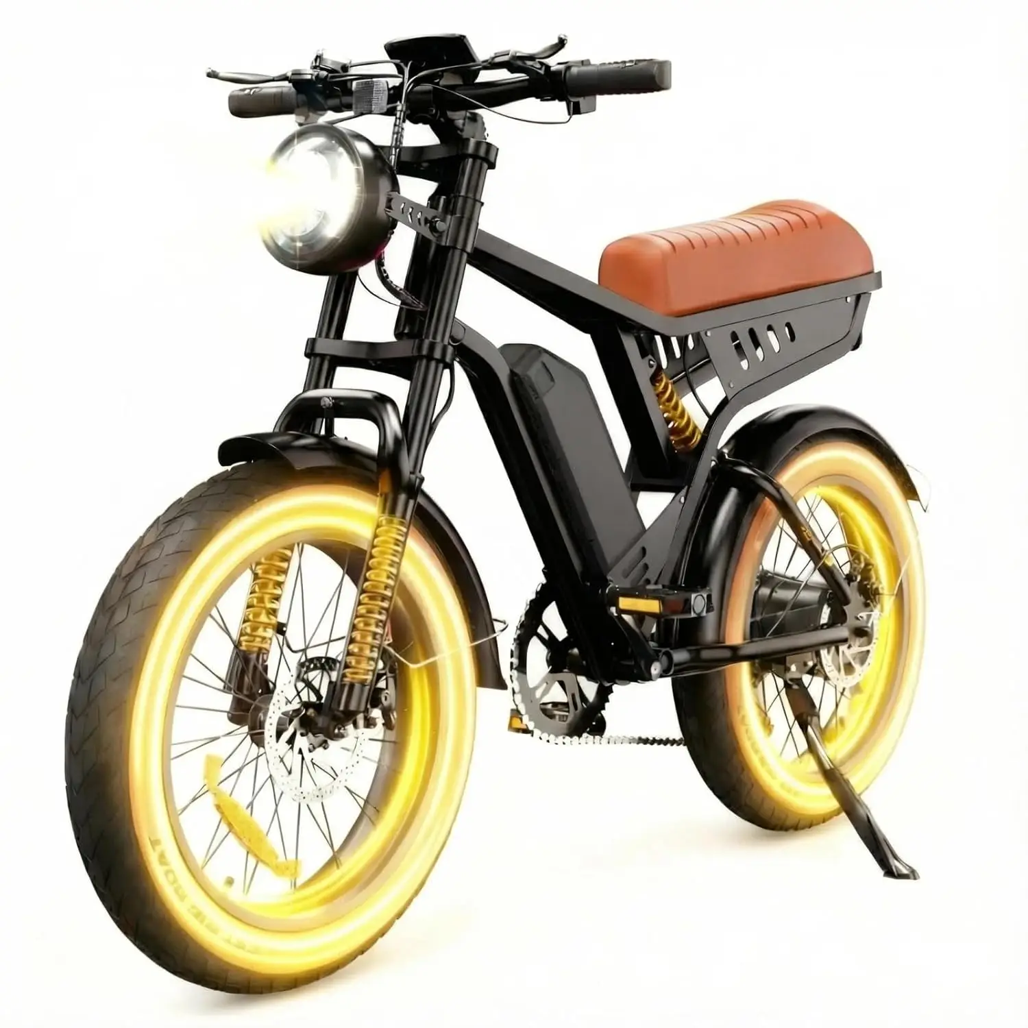 

Электровелосипед для взрослых, с толстыми шинами 16/20 дюймов, 1500 Вт, запас хода 55+ миль, с полной подвеской, яркой фарой, индивидуальная комплектация