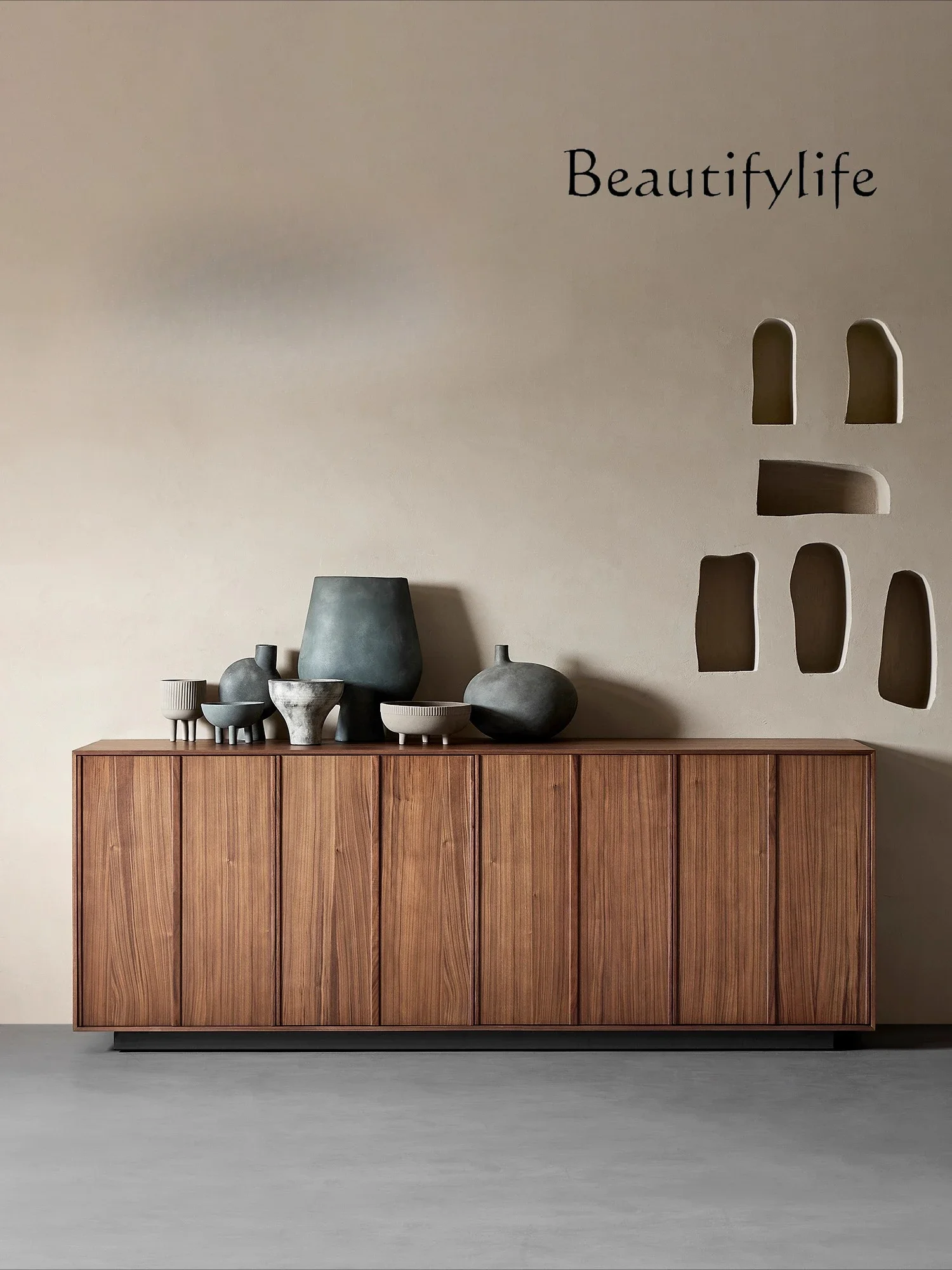 BJ Yapu North American Black Walnut Side Cabinet Italian Minimalist Solid Wood Locker Wabi Sabi Bucket Cabinet