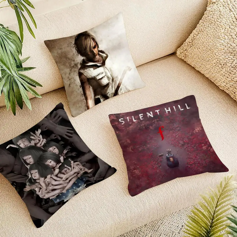 Dark Game Silent Hill 3 Cushion Cover Short Plush Pillowcase, Washable Wrinkle Resistant Cover for Bedroom Gift