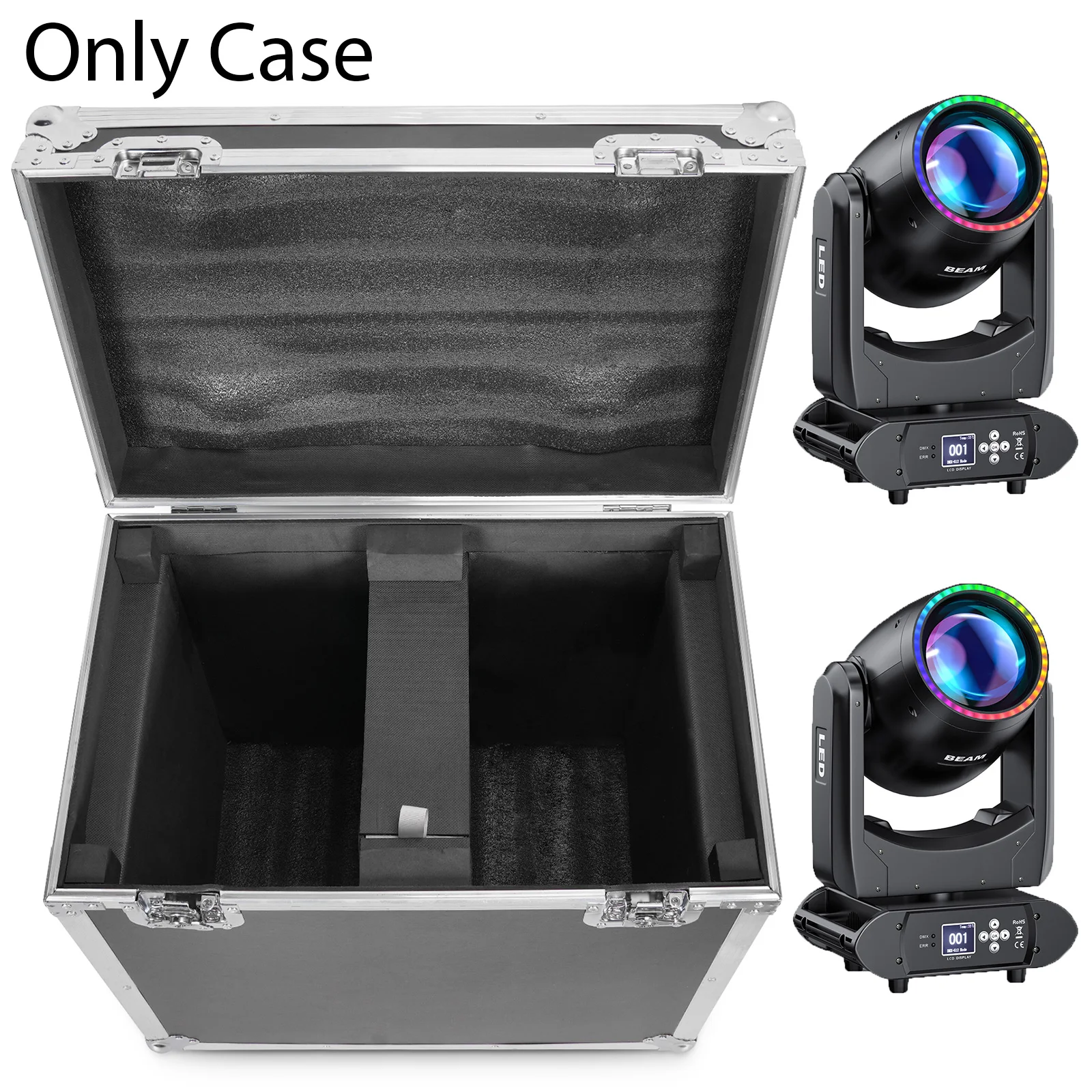 

Fieryzeal Gator Cases for (2) 300W LED Beam Moving Head Light Heavy-duty Airline Case for 24Prisms 18Gobos Strobe Stage Light