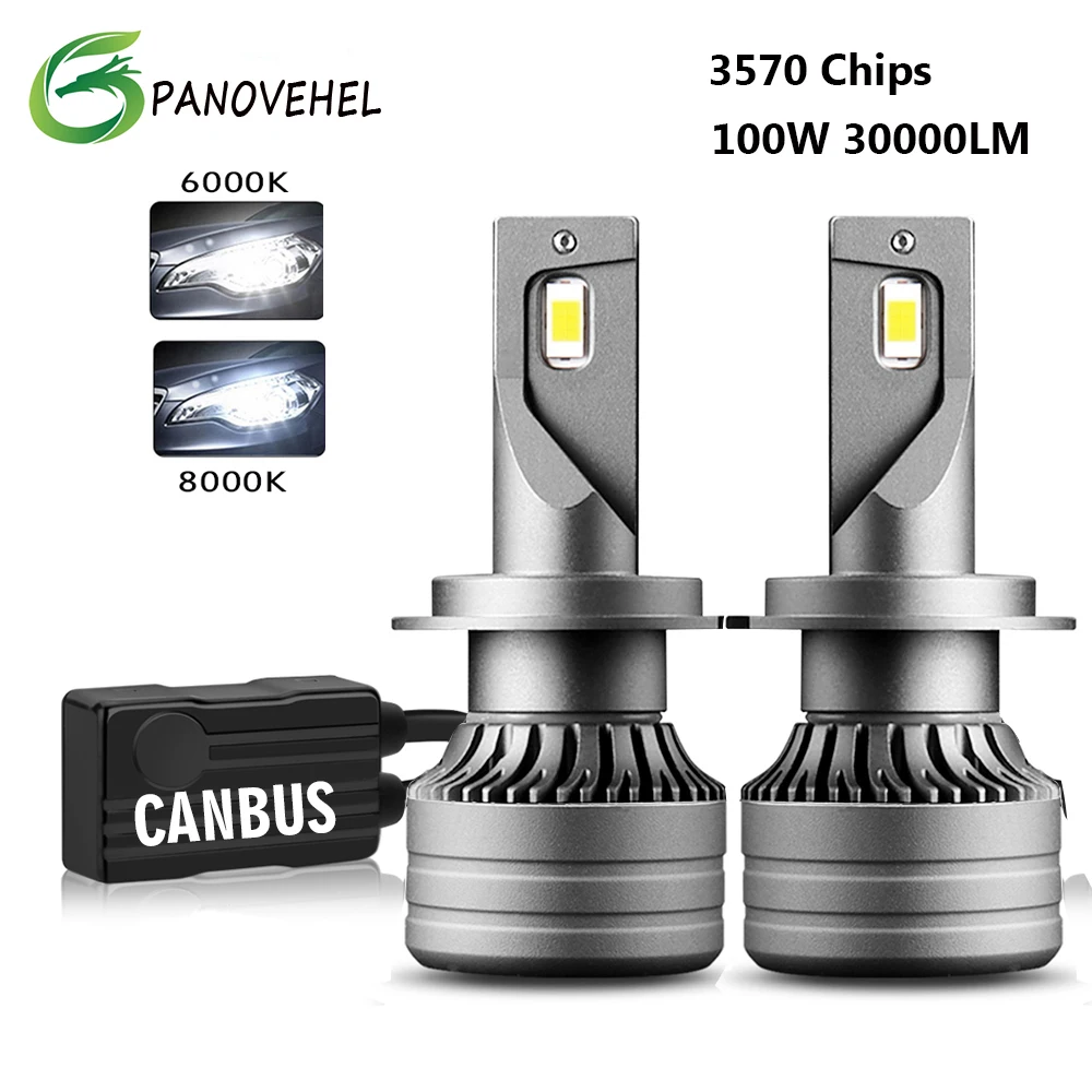 

PANOVEHEL Car Led Headlight H1 H4 H7 LED 100W 30000LM Canbus H8 H9 LED H11 9005 HB3 9006 HB4 Auto Lights Bulb Auto Turbo EPA