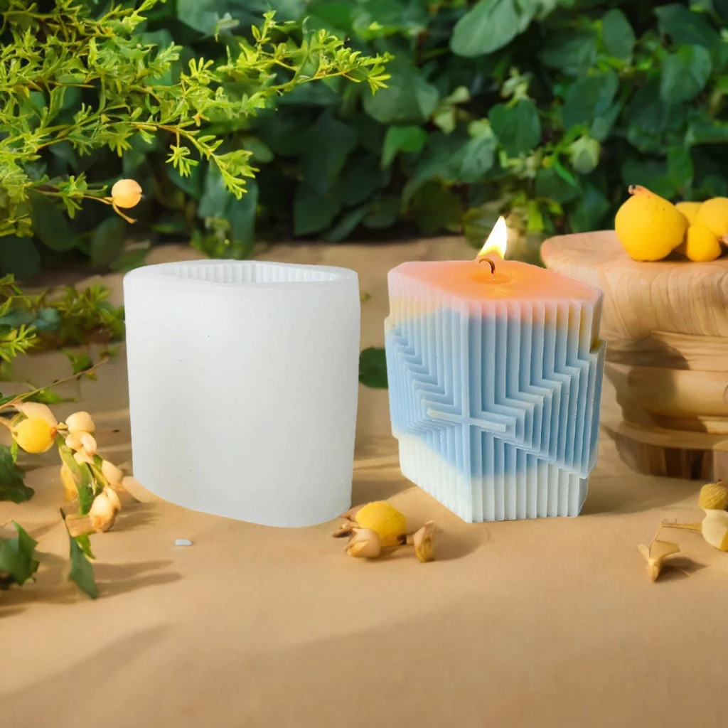 

Geometric Striped Column Aromatherapy Candle Silicone Mold for DIY Handmade Epoxy Resin Plaster Ornament and Candle Making