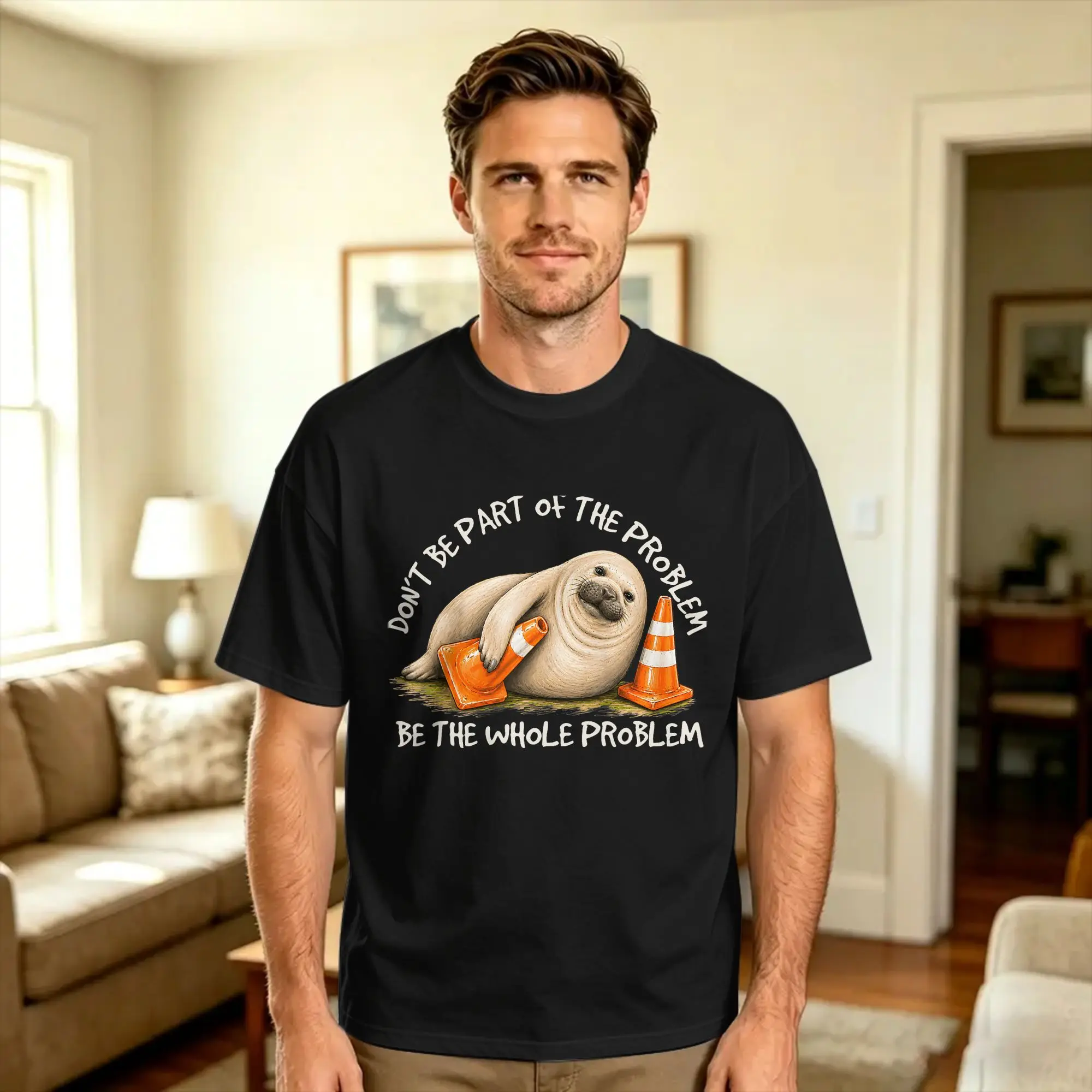 Dont Be Part of The Problem Funny Seal Art T-Shirt  Harajuku T Shirts Short-Sleeved Y2K Fun Tops 100 Cotton Plus Size Clothing